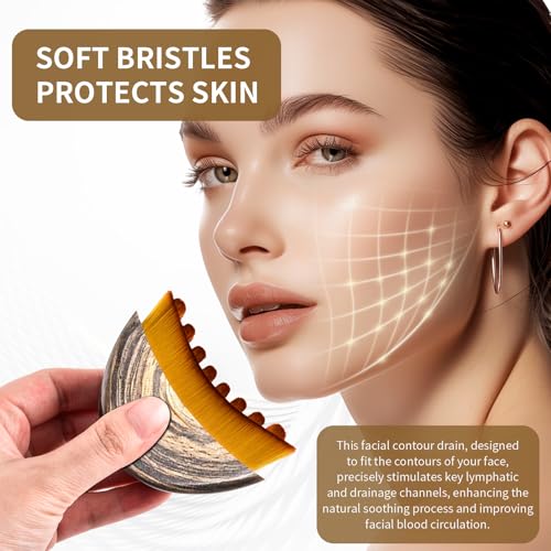 LEPIAOPIAO 2 PCS Lymphatic Contour Face Brush for Facial Massage & Depuffing