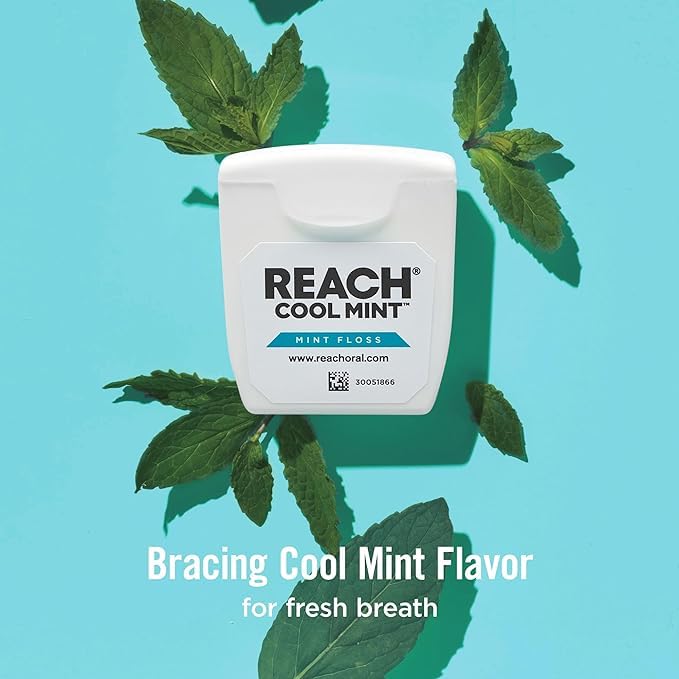 Reach Cool Mint Waxed Dental Floss - 55 Yard Spool for Plaque Removal