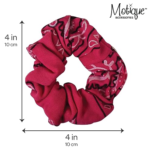 Hot Pink Cotton Bandana Scrunchies Set of 2 - No Damage Hair Ties for Women & Teens