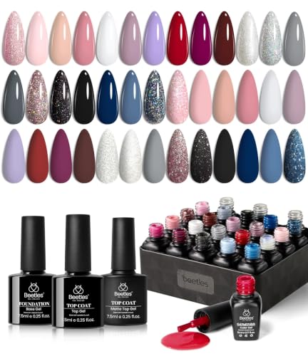 Beetles Gel Nail Polish Set - 23 Pcs Glitter & Matte Colors
