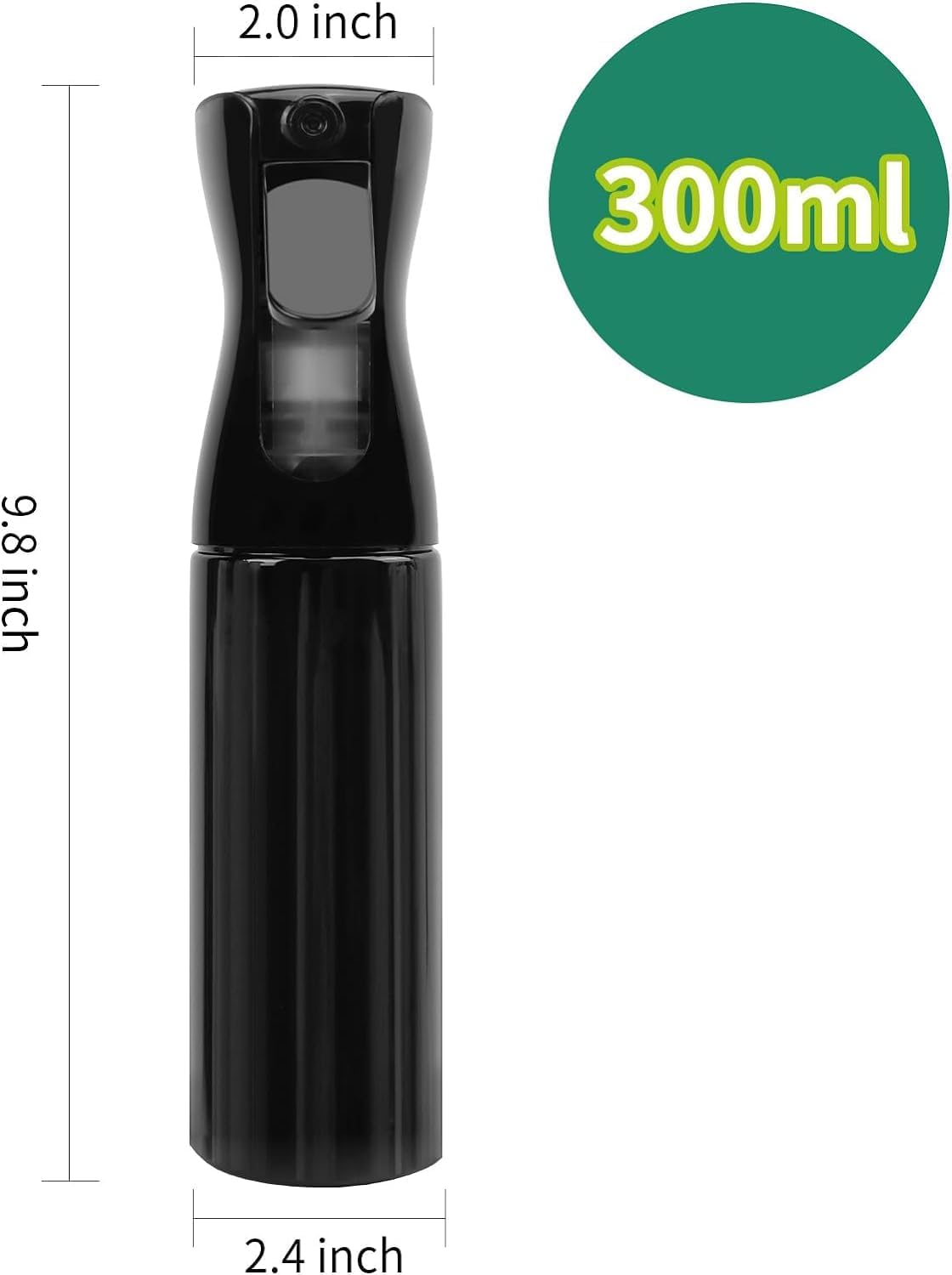 Ultra Fine Spray Bottle for Hair - 10.1oz Mist Sprayer for Hairstyling, Cleaning & Plants - Black