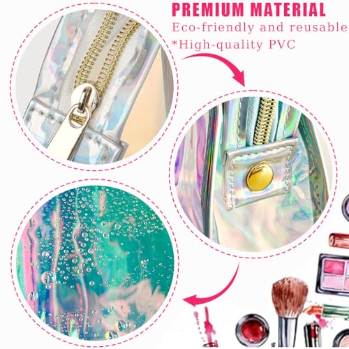 White Iridescent Holographic Makeup Organizer Bag - 5PCS
