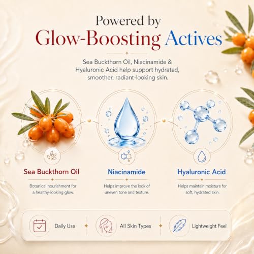 Sea Buckthorn Glow Face Cream with Niacinamide & Hyaluronic Acid - Hydrating Moisturizer for All Skin Types - 50g