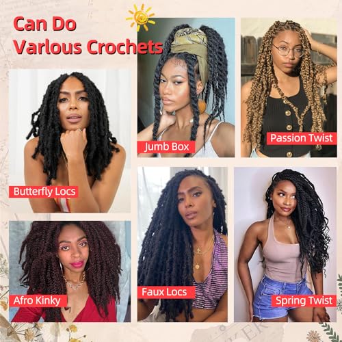 QRHSUKA 8 Packs 18 Inch Marley Twist Braiding Hair 1B - Soft Afro Kinky Extensions