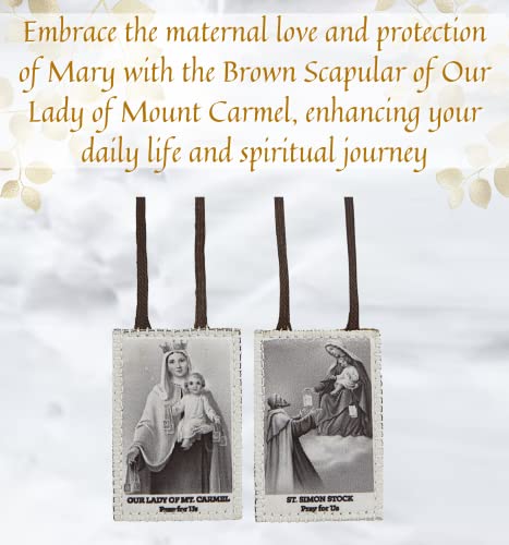 Vintage Brown Scapular of Our Lady of Mount Carmel Set with Prayer Cards