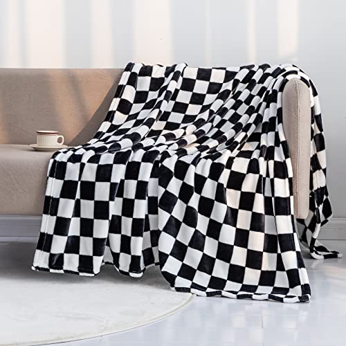 LOMAO Checkerboard Flannel Throw Blanket - Soft, Warm & Cozy 40"x50"