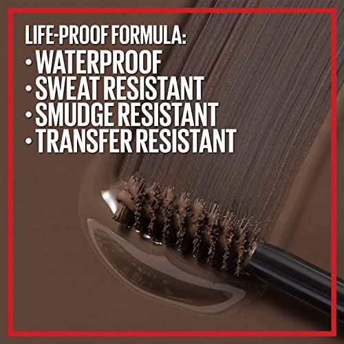 Maybelline Tattoo Studio Brow Gel - Waterproof Tinted Eyebrow Makeup, Black Brown