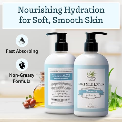 Southern Natural Goat Milk Lotion Unscented 12 oz for Dry Sensitive Skin