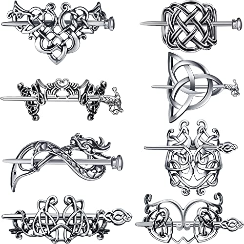 Syhood 8 Pcs Vintage Celtic Knot Hair Clips for Women - Classic Viking Jewelry Accessories