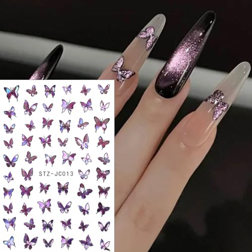 Butterfly Nail Art Stickers Set - 6 Sheets with Tweezers