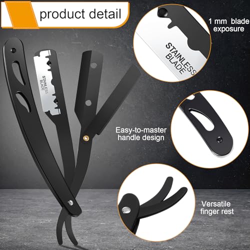 Professional Straight Razor Kit with 40 Blades & Neck Duster Brush for Barbers & Home Grooming
