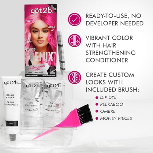 Got2B Color Remix Semi-Permanent Hair Color - Shocking Pink, 2.2 Fl Oz