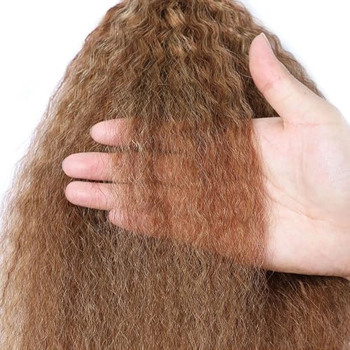 ZevPiul Kinky Straight Human Hair Bundles P4/27 Highlight Brown & Blonde