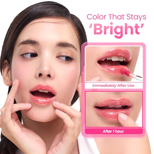 Peripera Mood Glowy Tint - Lightweight Buildable Lip Stain, 14 Rosy Wish