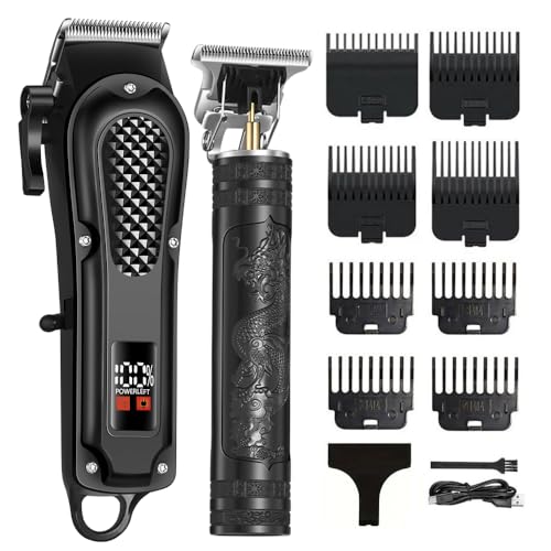 Cordless Hair Clippers for Men - Complete Grooming Kit with LCD Display