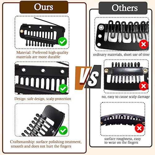Vodolo Black Chunni Clips with Safety Pins, 8 Pack for Dupatta & Hair Accessories