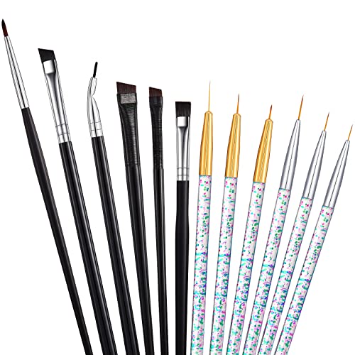 Gandeer 12-Piece Eyeliner Brush Set for Precise Eye Makeup - Multi-Shape