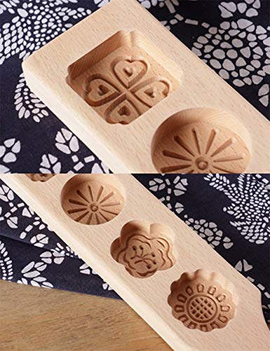 Wooden Mooncake Mold for DIY Baking - 4 Flower Design