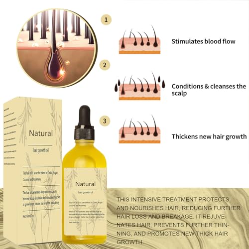 Kisinly Rosemary Hair Growth Oil - Natural Vegan Treatment, 2 Pack