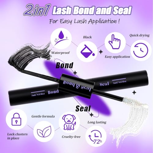 DNSGOOR DIY Lash Extension Kit - 704 Individual Lashes, Bond & Seal Glue, Tweezers, Brush