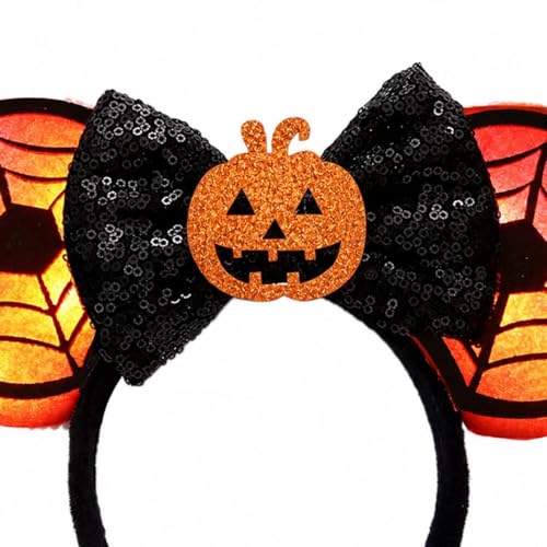 LED Light Up Mouse Ear Headband with Sequin Bow for Halloween