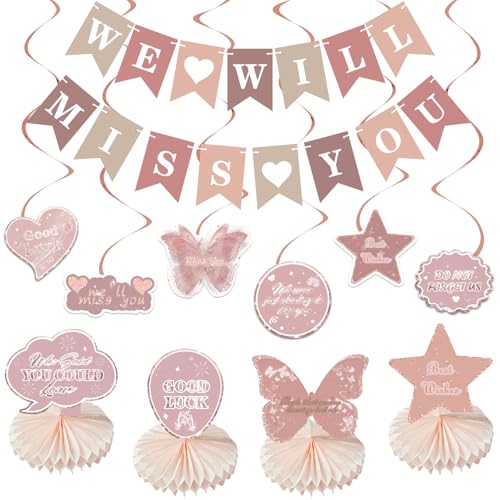 Blush Pink We Will Miss You Banner - Farewell Party Decorations Set