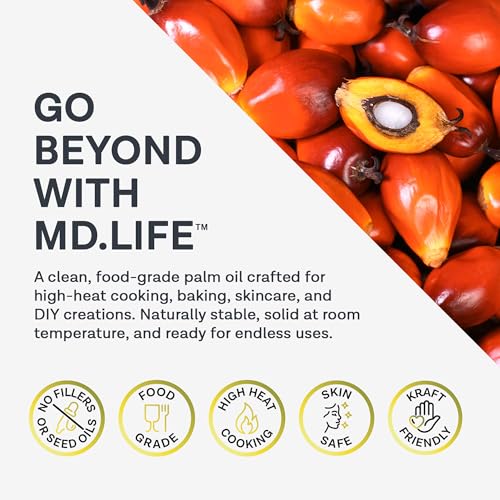 MD. Life Sustainable Cold Pressed Palm Oil, Food Grade, 16 oz