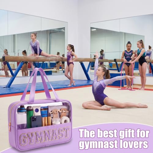 Purple Gymnast Makeup Bag - Glitter Chenille Cosmetic Pouch