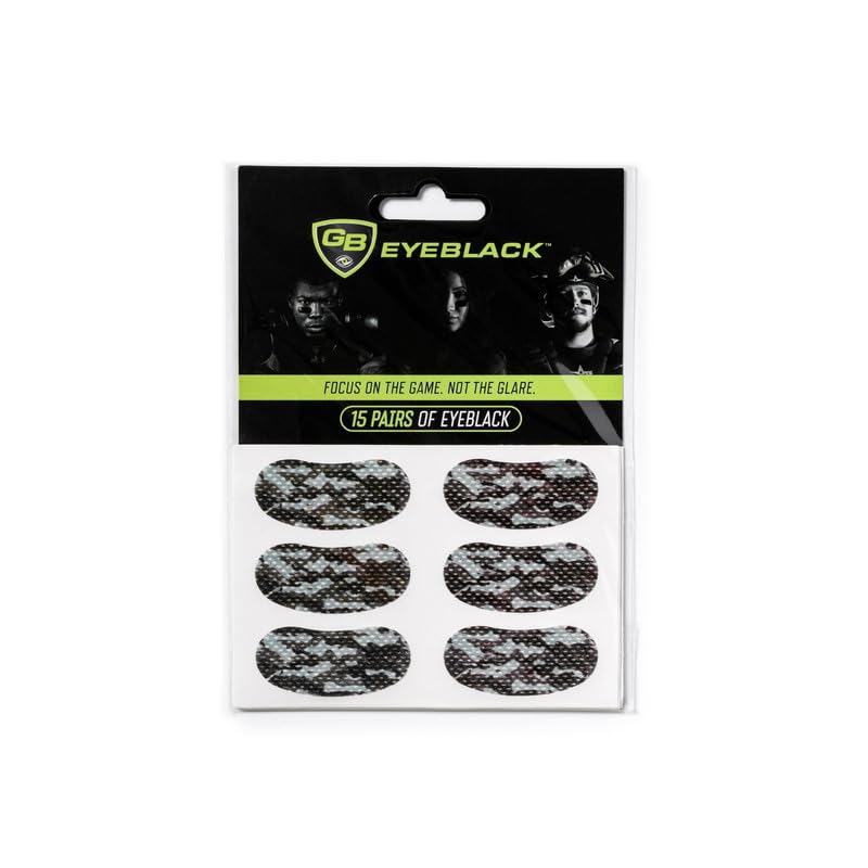 Breathable Eye Strips - Peel & Stick Athletic Eyeblack Stickers for Baseball, Football, Softball, Lacrosse | Black - 15 Pairs