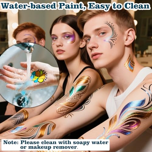 12 Colors Metallic Face Paint Pens for Body & Face Art