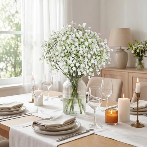 N&T NIETING 6Pcs Real Touch Artificial Baby's Breath Flowers for Home Decoration