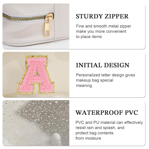 YOOLIFE Large White Initial Makeup Bag - Clear Travel Organizer