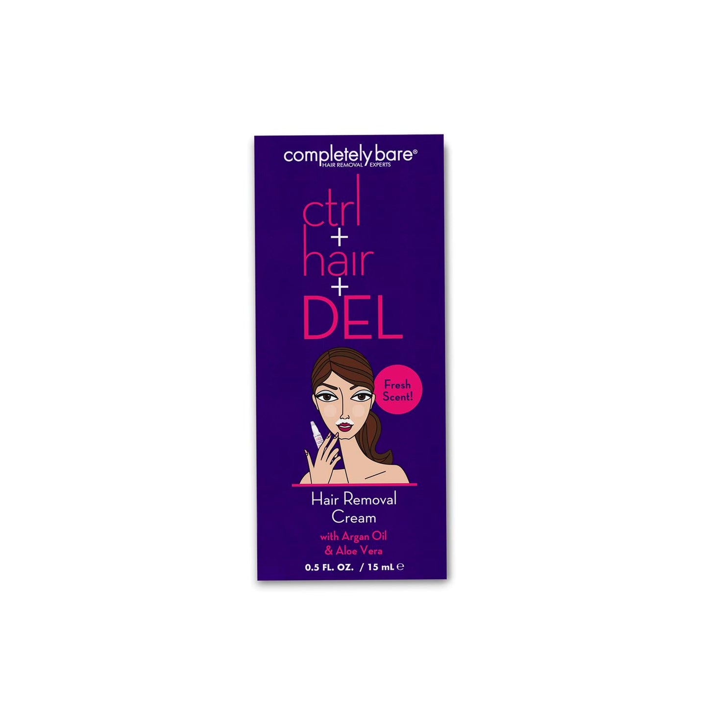 completely bare ctrl+hair+DEL | Targeted Hair Removal Cream | Argan Oil | Aloe Vera | Precise Applicator | .5 FL OZ