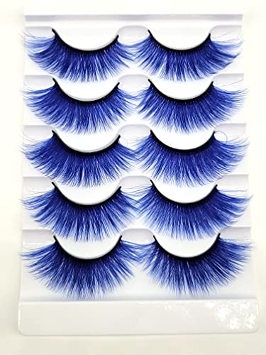 MISSLADY 20mm Blue 3D Faux Mink False Eyelashes - 5 Pairs
