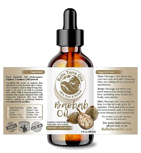Baobab Oil - 2oz Cold-Pressed Natural Skin Moisturizer & Hydrating Oil