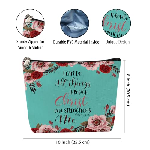 WIRESTER Christian Bible Verses Philippians 4:13 Makeup Bag 10x8 Inch Travel Organizer