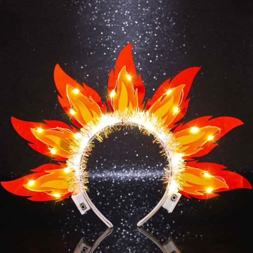 DRESBE LED Fire Flame Headband - Light Up Hair Accessory for Rave Parties