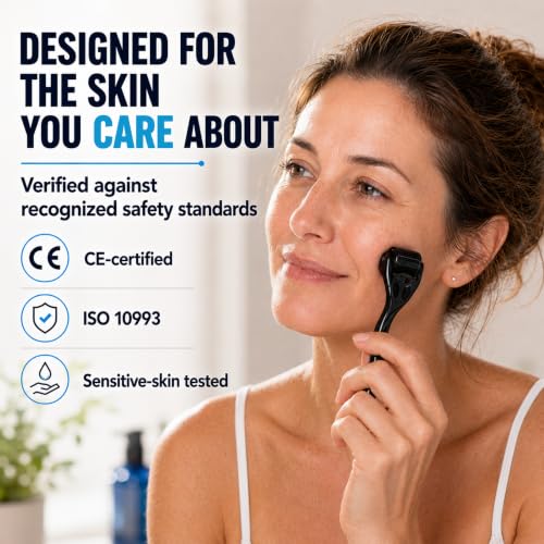 Tilcare 2-Pack Sterile Titanium Beard & Hair Derma Roller 0.25mm - Painless Microneedling for Facial & Scalp