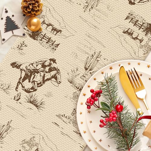 Worltoldb 13x72 Inch Linen Table Runner for Kitchen & Dining