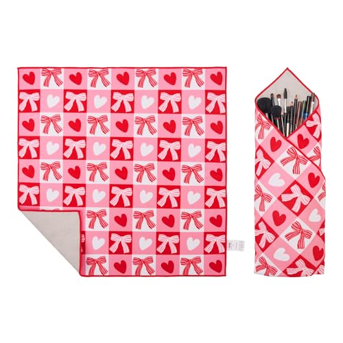 Stelle Foldable Makeup Bag - Portable Travel Organizer, Red Checkered