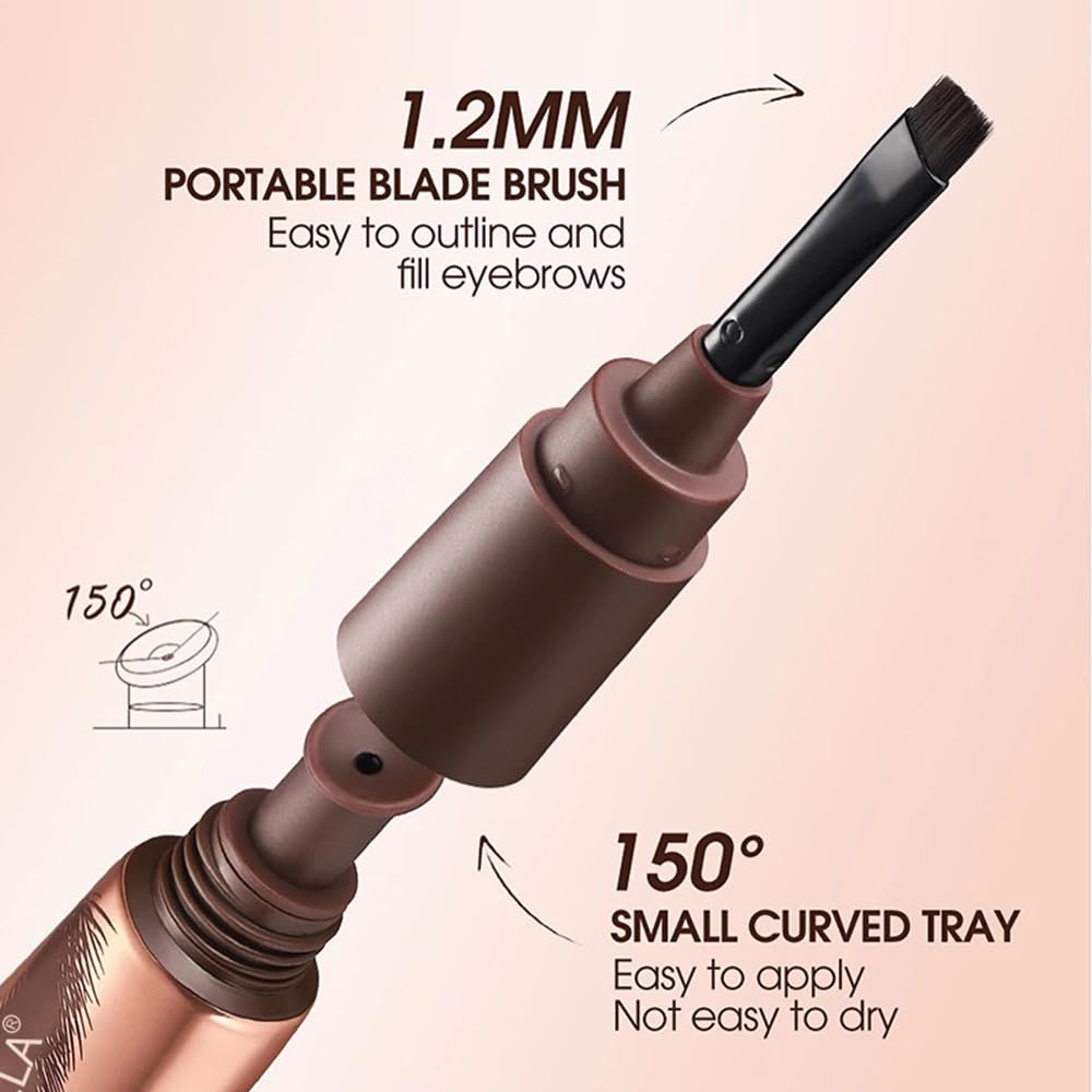 FeiCuiYun 2Pcs Eyebrow Tattoo Peel Off Tint Gel for Women, Red Brown Peel Off Eyebrow Tint with 150°Small Curved Tray with Tweezer, Last Up to 5 Days, Waterproof, Fuller & Defined Looking Brows