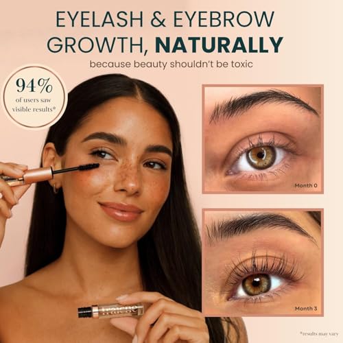Live Fraiche Organic Castor Oil Lash Serum for Hair Growth, Eyebrow Eyelash Growth Serum, 100% Pure Cold Pressed Hexane Free (2oz Glass Bottle + FILLED Mascara Tube)