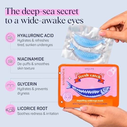 SpaLife Sardines Under Eye Patches with Niacinamide & Hyaluronic 8 Pairs — Fresh Catch Hydrogels