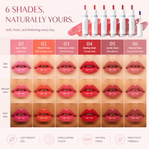 Peel Off Lip Stain - Long Lasting, Waterproof Lip Tint in 6 Shades