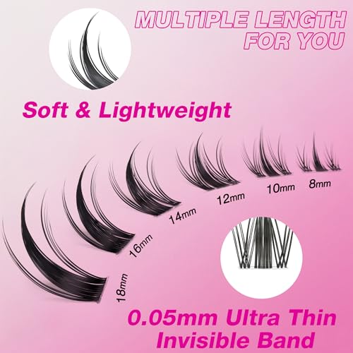 VEYESBEAUTY Manga Lash Clusters 12mm - DIY Individual Eyelash Extensions