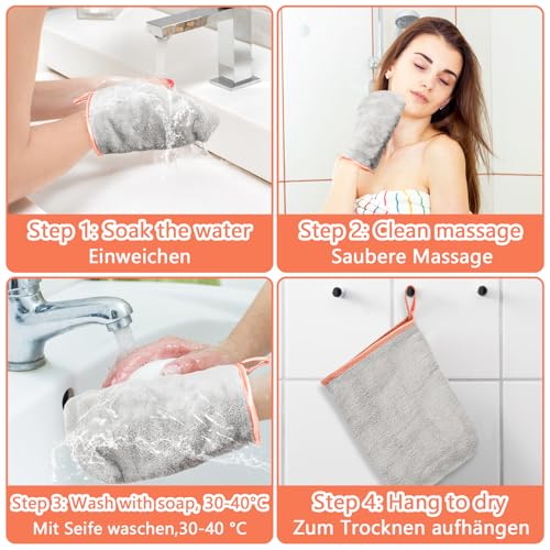 PHOGARY 8 Pack Microfiber Wash Mitts - Soft Coral Fleece Facial Cloths