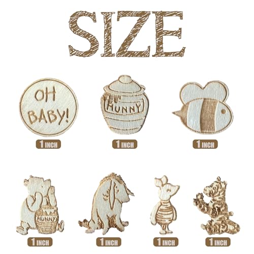 Winnie the Pooh Wooden Confetti for Baby Shower Decorations - 56pcs