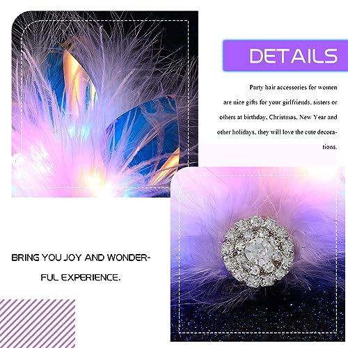 JAKAWIN LED Feather Hair Clip with Rhinestones for Party and Rave