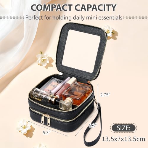 LOFOWN Mini Clear Makeup Pouch - 2-Layer Transparent Cosmetic Travel Bag