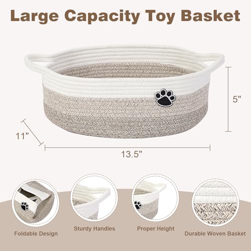 Optish Dog Toy Basket - Woven Rope Storage for Pets, 13.5" x 11" x 5"